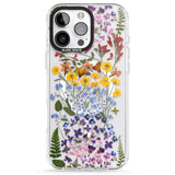 iPhone 16 Pro Max Wild Flower Stripe Design Black Impact Phone Case