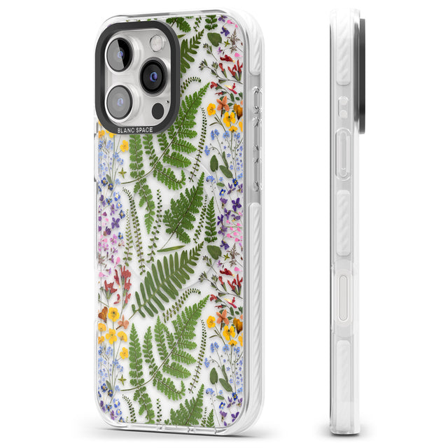 iPhone 16 Pro Max Busy Floral and Fern Design Black Impact Phone Case