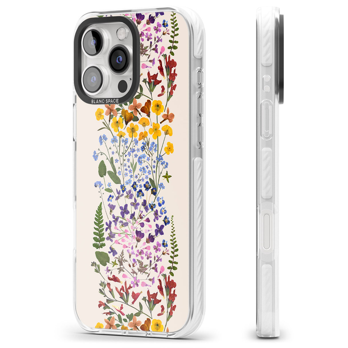 iPhone 16 Pro Max Wildflower Stripe Design - Cream Black Impact Phone Case