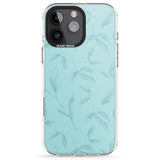 iPhone 16 Pro Max Blue Leaves Vintage Botanical Black Impact Phone Case