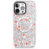 iPhone 16 Pro Max Red Fruits Transparent Floral Black Impact Phone Case