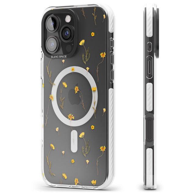 iPhone 16 Pro Max Mixed Yellow Flowers - Dried Flower-Inspired Black Impact Phone Case