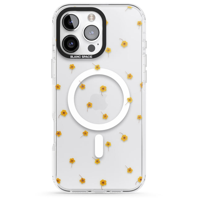 iPhone 16 Pro Max Yellow Flower Pattern - Dried Flower-Inspired Black Impact Phone Case