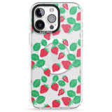 iPhone 16 Pro Max Strawberry Pattern Black Impact Phone Case