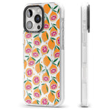 iPhone 16 Pro Max Blood Orange Fruit Pattern Transparent Black Impact Phone Case