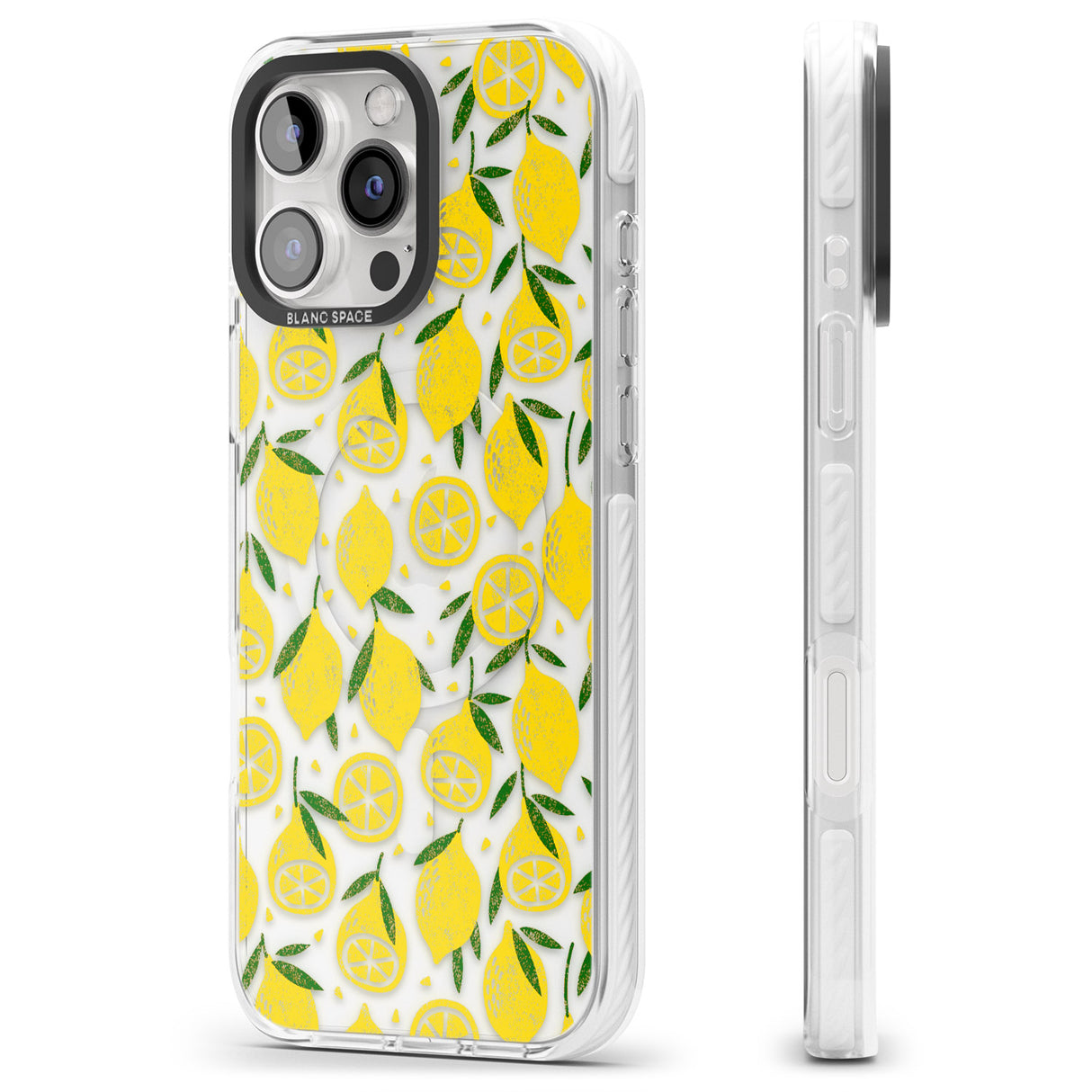 iPhone 16 Pro Max Bright Lemon Fruity Pattern Black Impact Phone Case