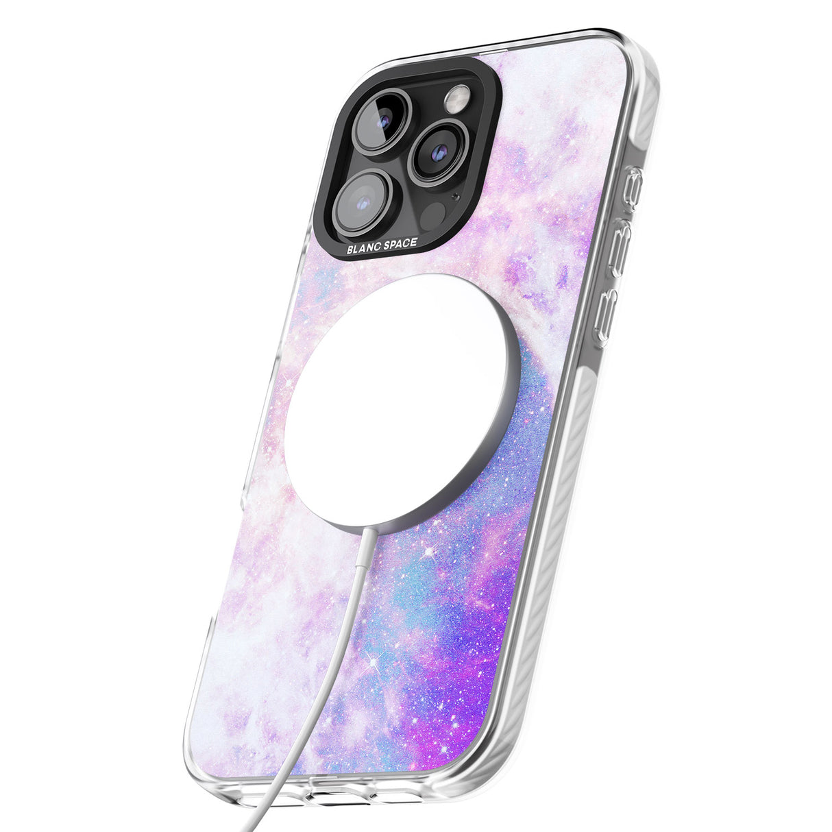 iPhone 16 Pro Max Purple & Blue Galaxy Pattern Design Black Impact Phone Case