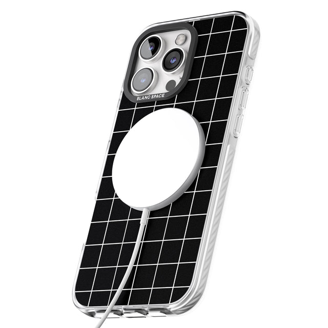 iPhone 16 Pro Max Simplistic Large Grid Pattern Black Black Impact Phone Case