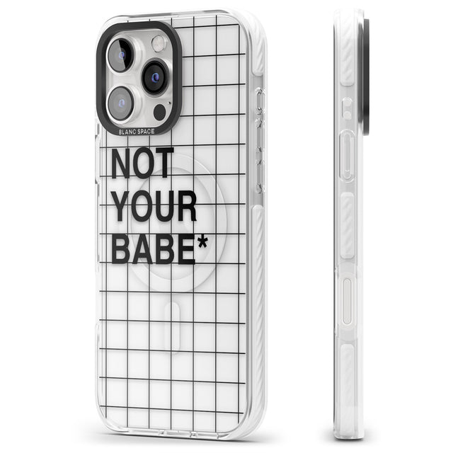 iPhone 16 Pro Max Grid Pattern Not Your Babe Black Impact Phone Case