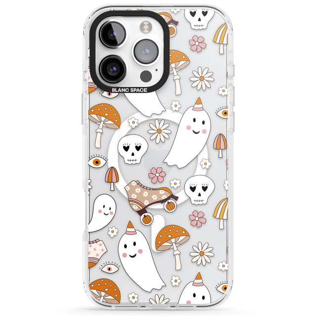 Cute Ghost and Skulls Pattern Impact Magsafe Phone Case for iPhone 16 Pro, iPhone 16 Pro Max