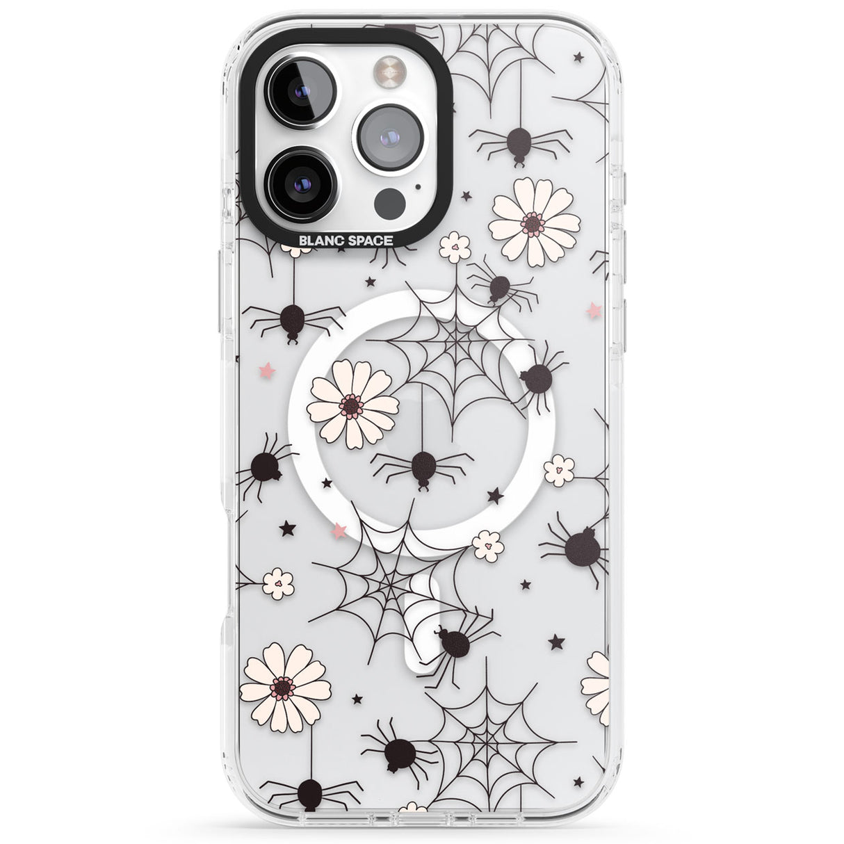 Spiders and Flowers Pattern Impact Magsafe Phone Case for iPhone 16 Pro, iPhone 16 Pro Max