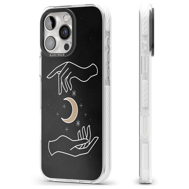 iPhone 16 Pro Max Hands Surrounding Moon Black Impact Phone Case