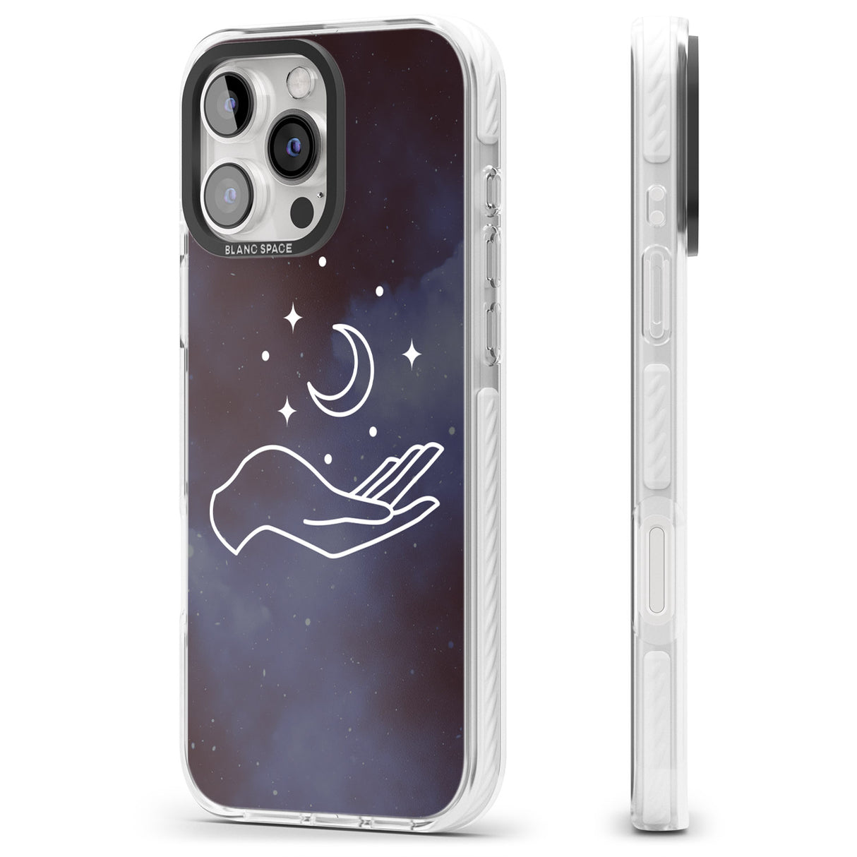 iPhone 16 Pro Max Floating Moon Above Hand Black Impact Phone Case