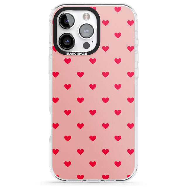 iPhone 16 Pro Max Small Heart Pattern: Red & Pink Black Impact Phone Case