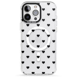 iPhone 16 Pro Max Small Heart Pattern: White & Black Impact Phone Case