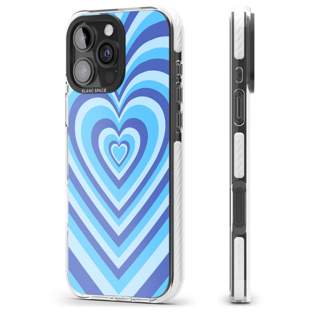 iPhone 16 Pro Max Blue Heart Illusion Black Impact Phone Case