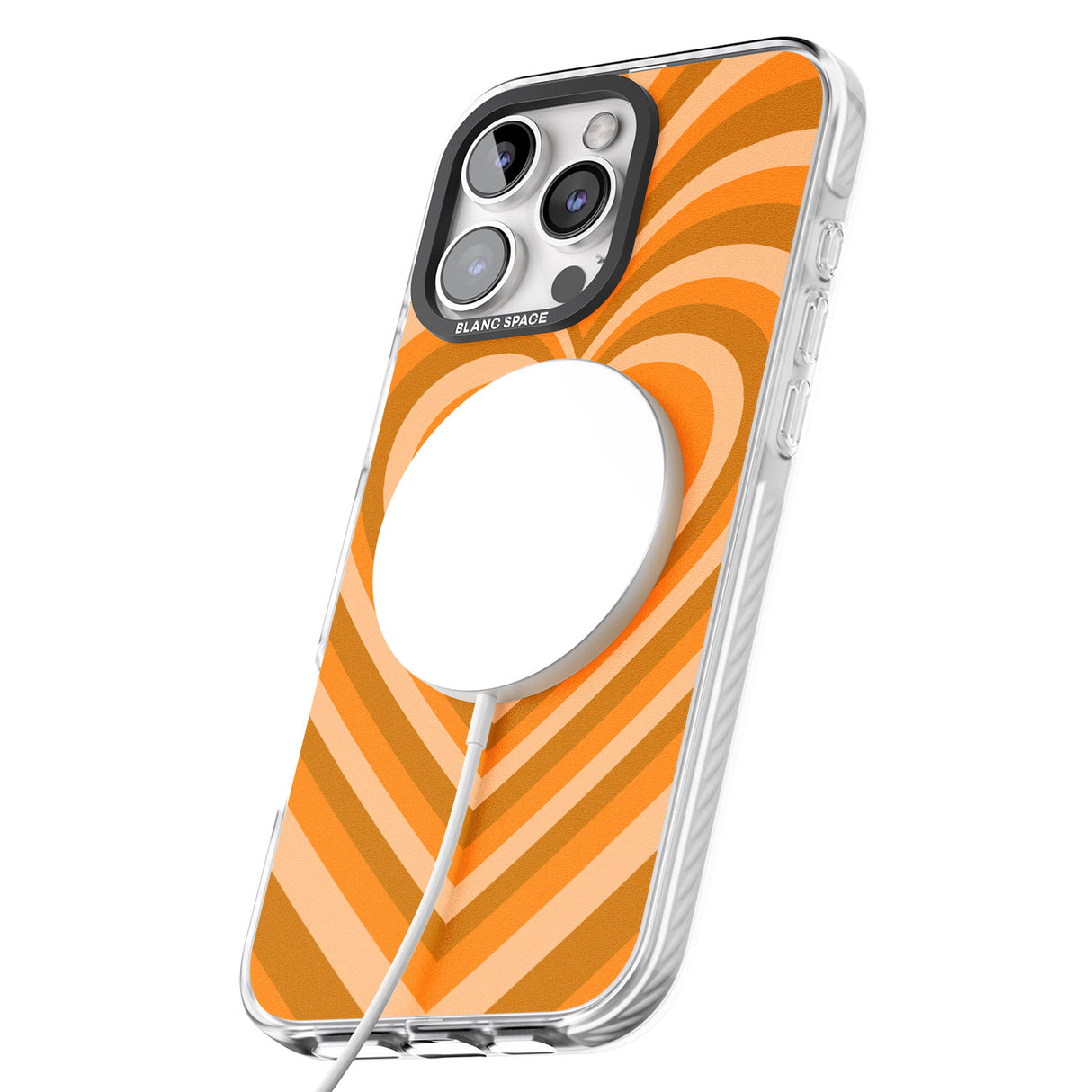 iPhone 16 Pro Max Orange Heart Illusion Black Impact Phone Case