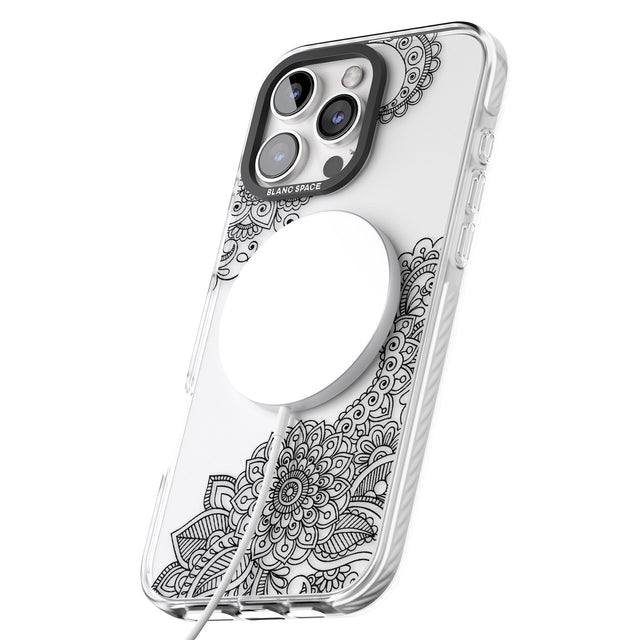 iPhone 16 Pro Max Black Henna Botanicals Black Impact Phone Case