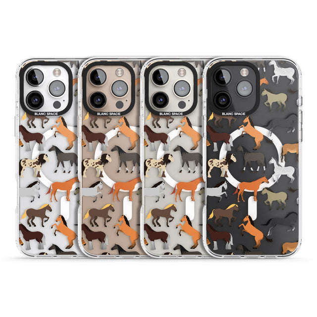 iPhone 16 Pro Max Horse Pattern Black Impact Phone Case