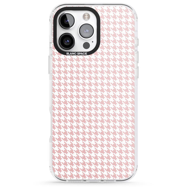 iPhone 16 Pro Max Pink Houndstooth Pattern Black Impact Phone Case