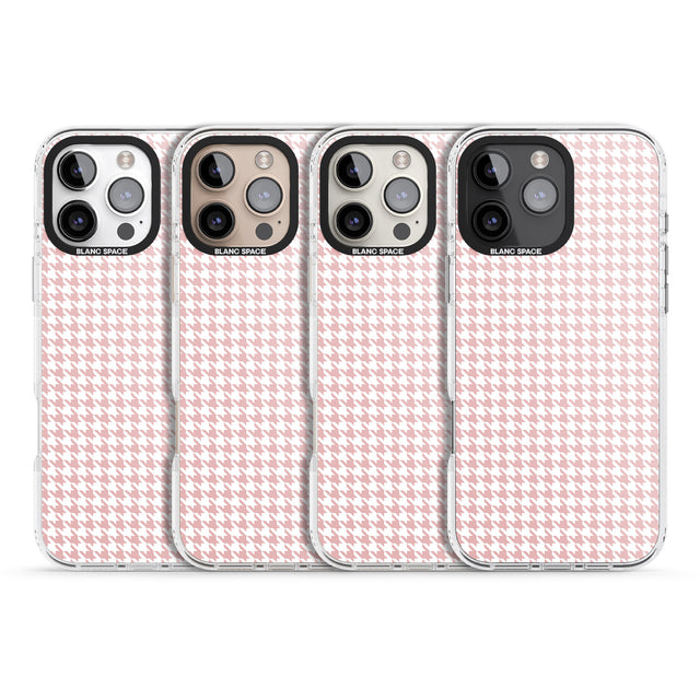 iPhone 16 Pro Max Pink Houndstooth Pattern Black Impact Phone Case