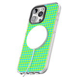 iPhone 16 Pro Max Neon Lime & Turquoise Houndstooth Pattern Black Impact Phone Case