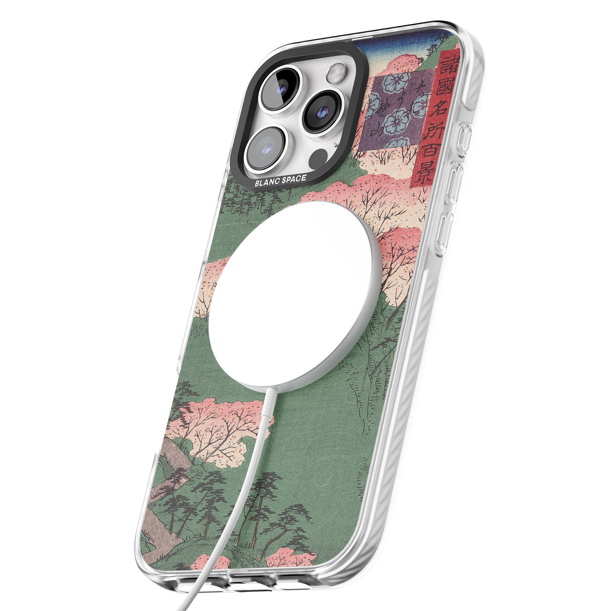 iPhone 16 Pro Max Japanese Illustration Cherry Blossom Forest Black Impact Phone Case