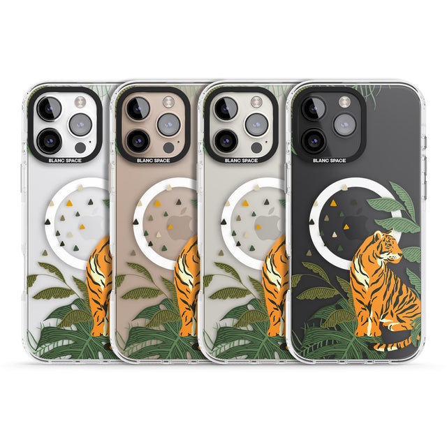 iPhone 16 Pro Max Large Tiger Clear Jungle Cat Pattern Black Impact Phone Case