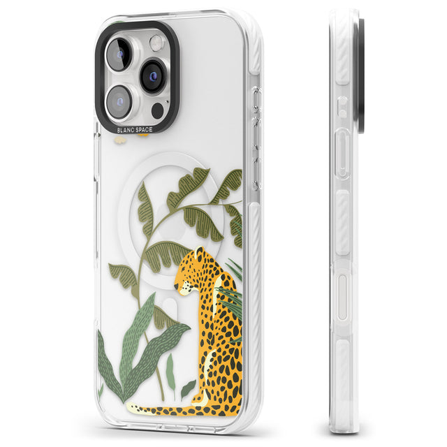 iPhone 16 Pro Max Large Jaguar Clear Jungle Cat Pattern Black Impact Phone Case