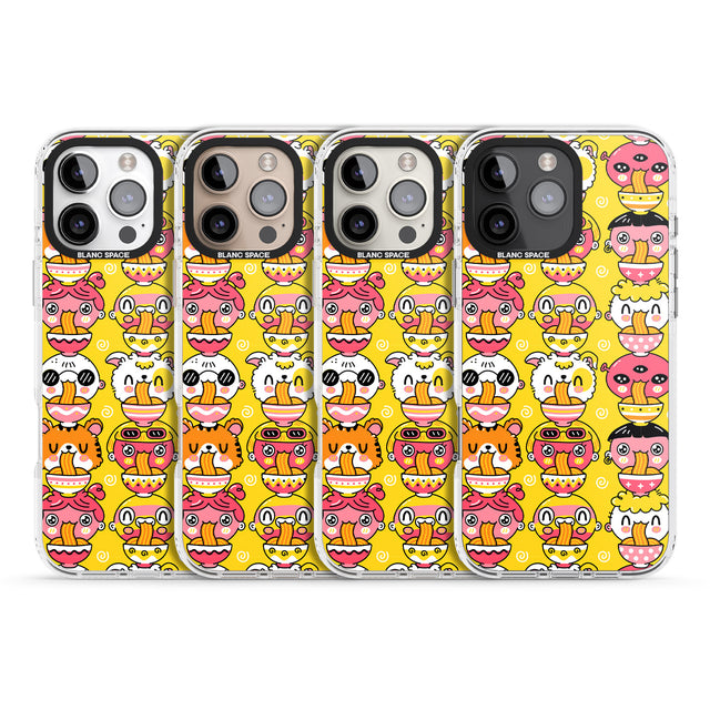 iPhone 16 Pro Max Ramen Noodle Kawaii Pattern Black Impact Phone Case