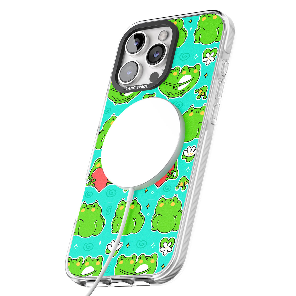 iPhone 16 Pro Max Frog Booty Kawaii Pattern Black Impact Phone Case