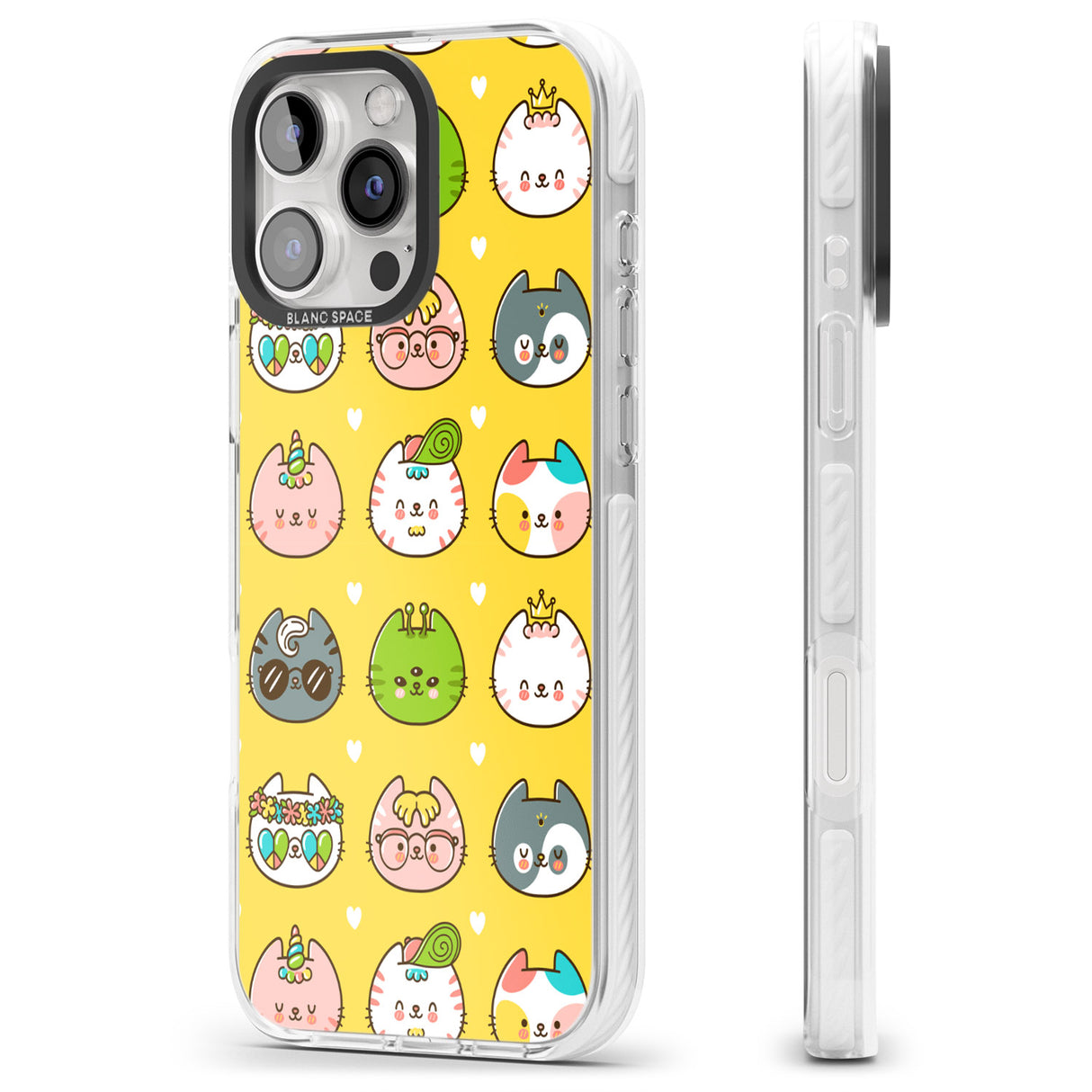 iPhone 16 Pro Max Mythical Cats Kawaii Pattern Black Impact Phone Case