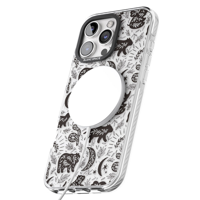 iPhone 16 Pro Max Leafy Bears Black Impact Phone Case