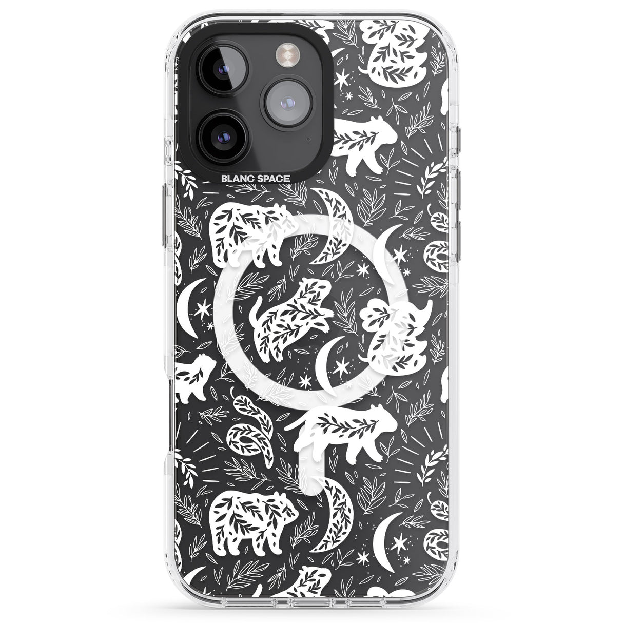 iPhone 16 Pro Max Forest Animal Silhouettes: White/Clear Black Impact Phone Case