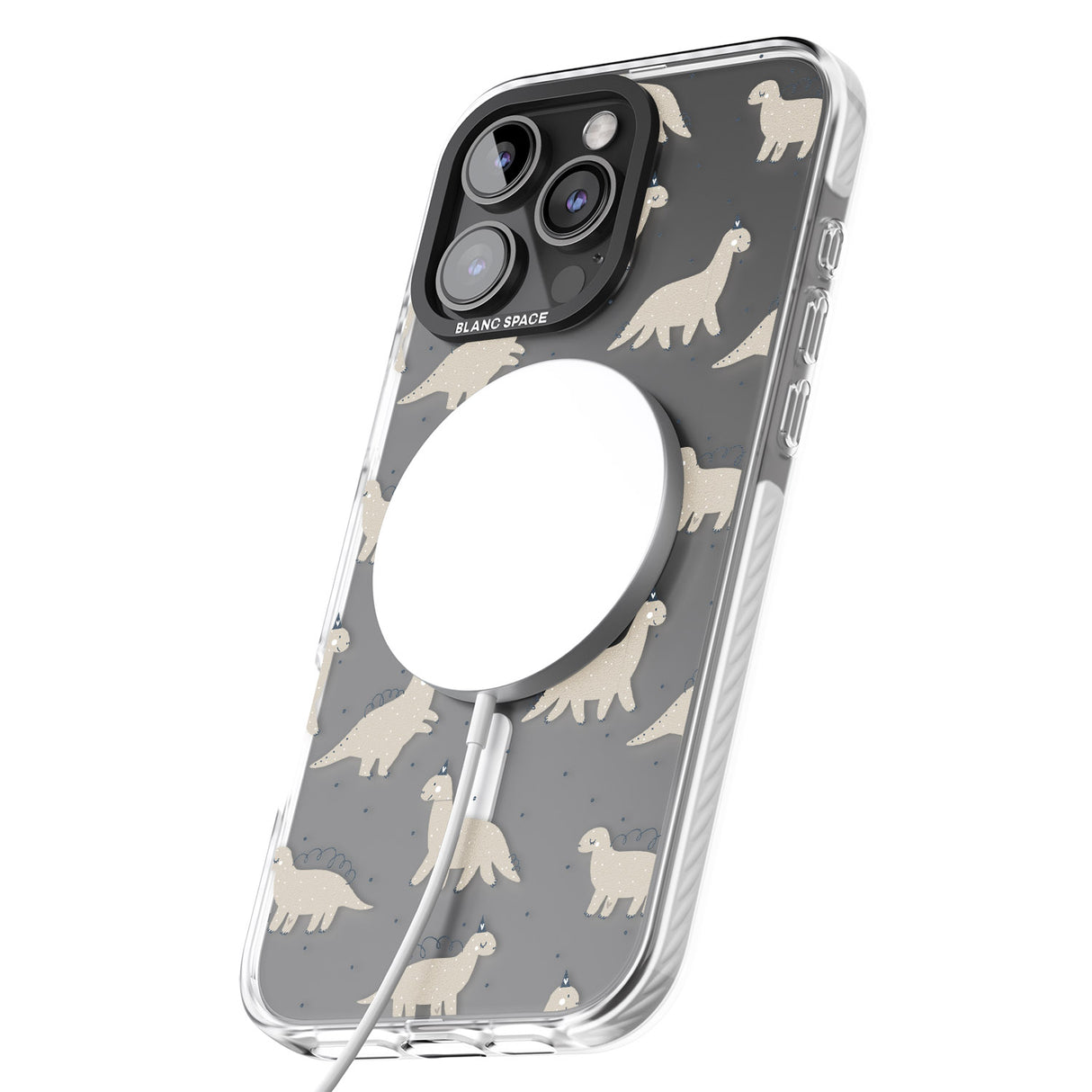 iPhone 16 Pro Max Adorable Dinosaurs Pattern (Clear) Black Impact Phone Case