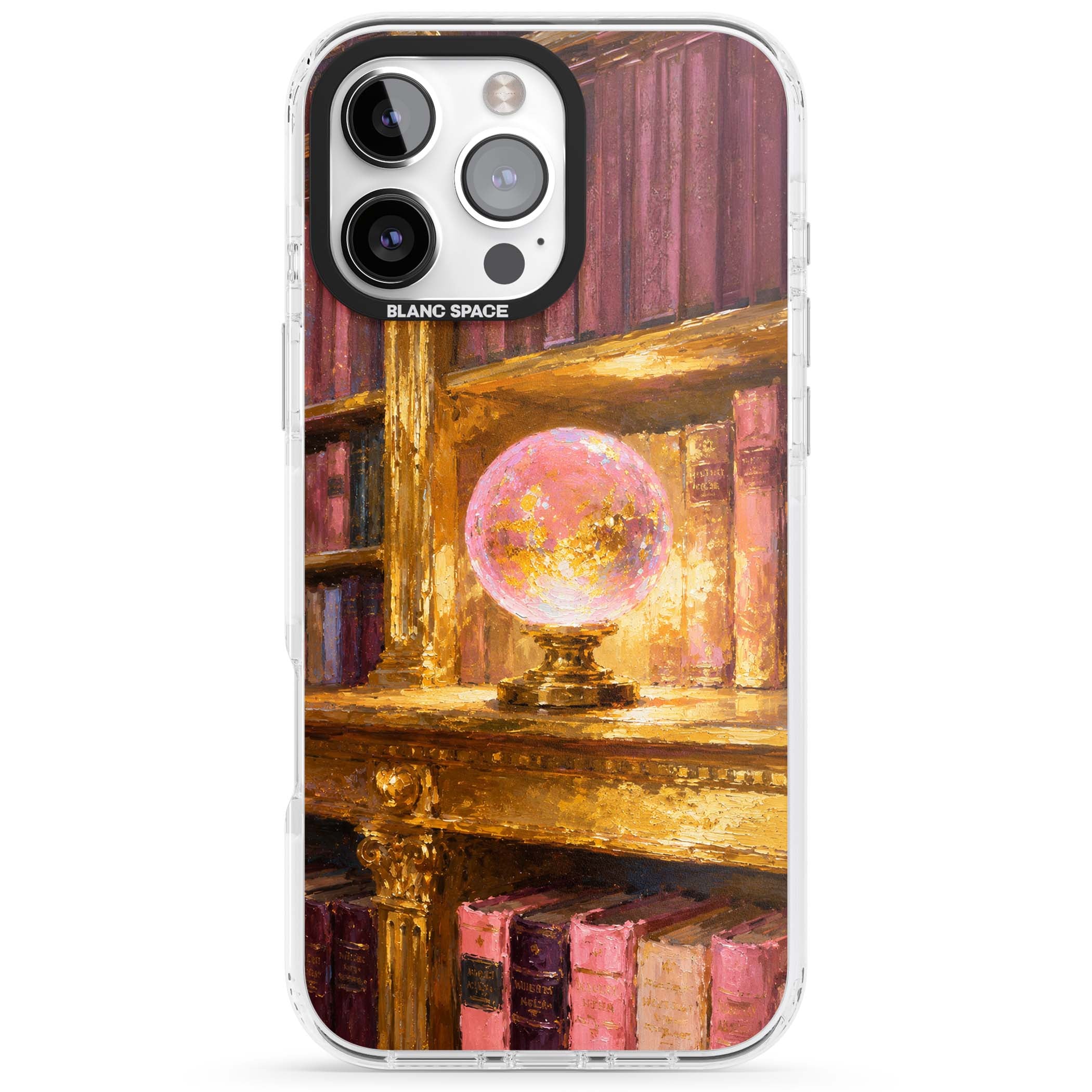 Gilded Library dark academia iPhone case featuring an oil painted crystal ball on a gilded library shelf with vintage | Impact Magsafe case for iPhone 16 Pro, iPhone 16 Pro Max