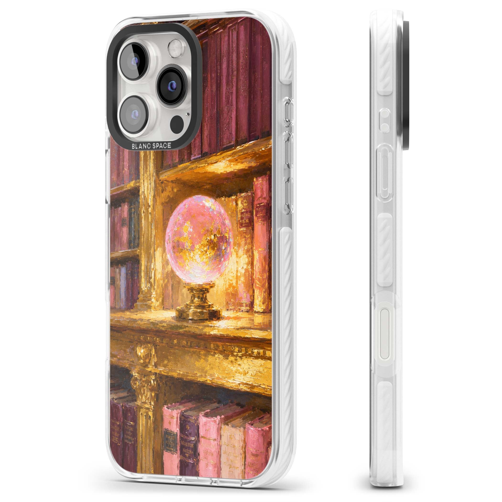 Gilded Library dark academia iPhone case featuring an oil painted crystal ball on a gilded library shelf with vintage | Impact Magsafe case for iPhone 16 Pro, iPhone 16 Pro Max