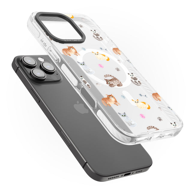 iPhone 16 Pro Max Cats with Toys - Clear Black Impact Phone Case