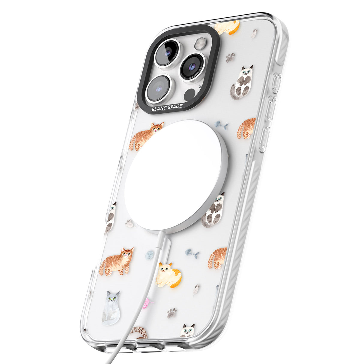 iPhone 16 Pro Max Cats with Toys - Clear Black Impact Phone Case