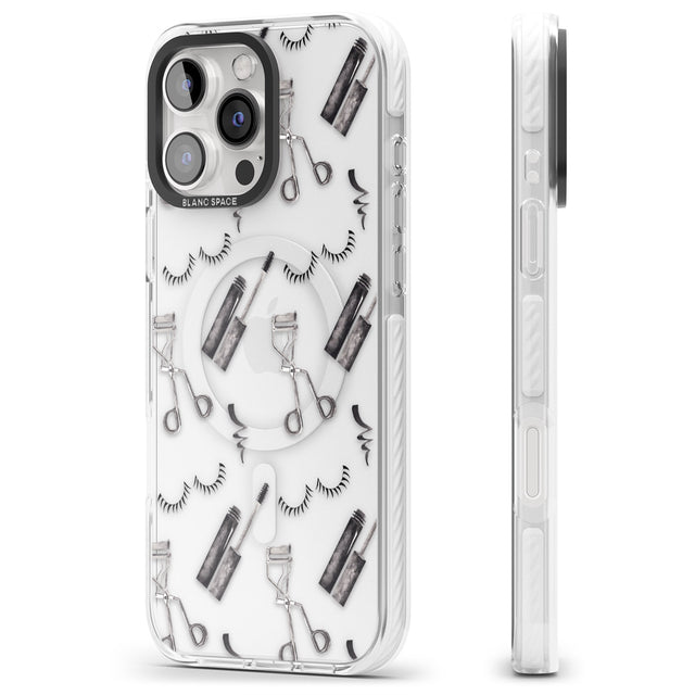 iPhone 16 Pro Max Eyelash Makeup Pattern Black Impact Phone Case