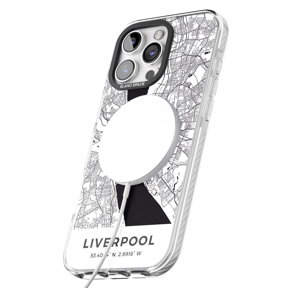 iPhone 16 Pro Max Map of Liverpool, England Black Impact Phone Case