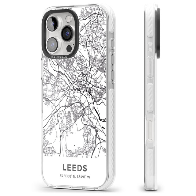 iPhone 16 Pro Max Map of Leeds, England Black Impact Phone Case