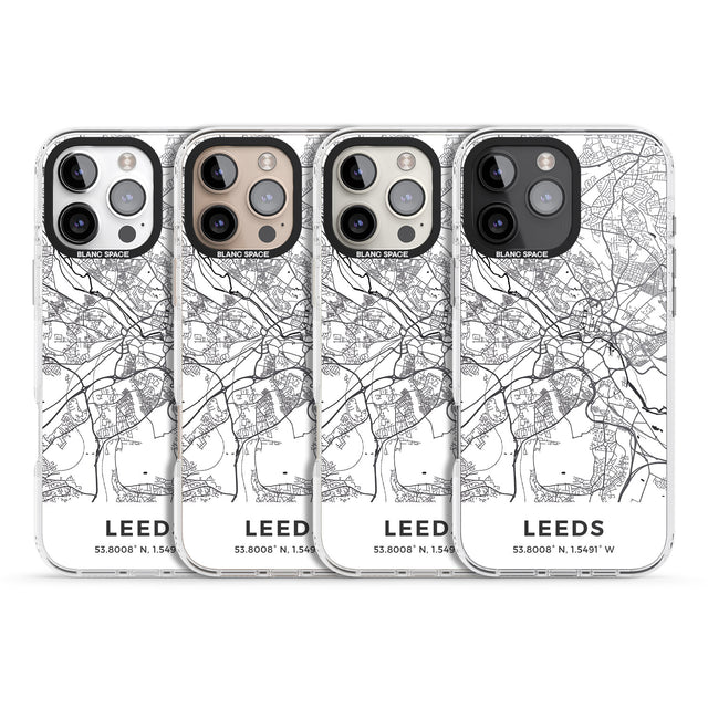 iPhone 16 Pro Max Map of Leeds, England Black Impact Phone Case