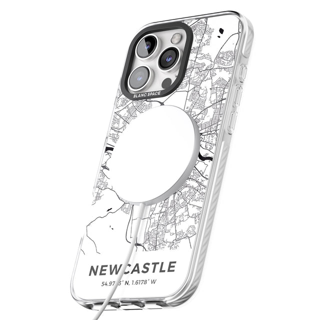 iPhone 16 Pro Max Map of Newcastle, England Black Impact Phone Case