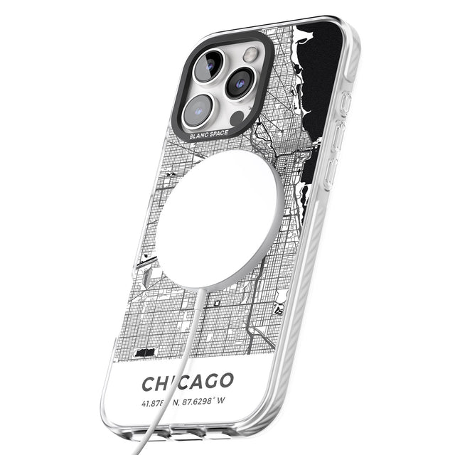 iPhone 16 Pro Max Map of Chicago, Illinois Black Impact Phone Case