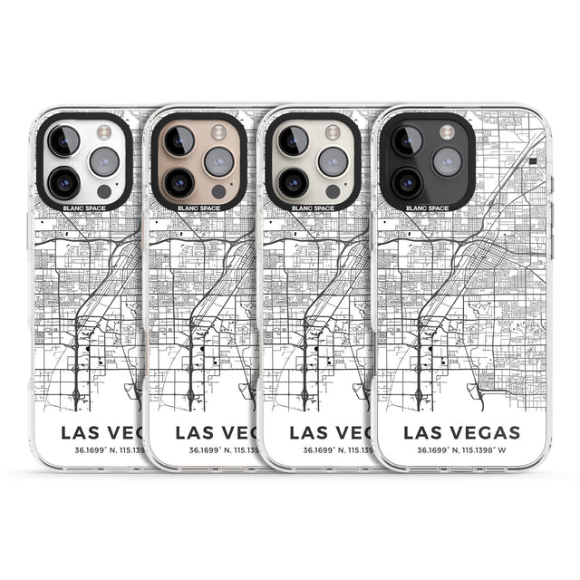 iPhone 16 Pro Max Map of Las Vegas, Nevada Black Impact Phone Case