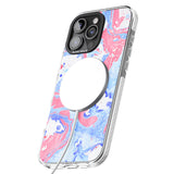 iPhone 16 Pro Max Pink, Blue & White Marbled Paper Pattern Black Impact Phone Case