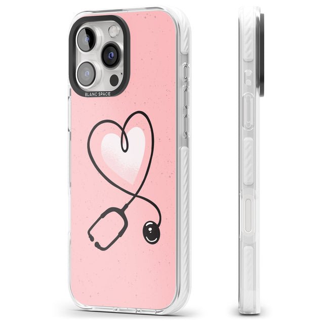 iPhone 16 Pro Max Medical Inspired Design Stethoscope Heart Black Impact Phone Case