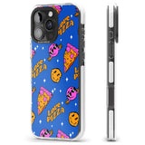 iPhone 16 Pro Max Psychedelic Love Pizza Pattern Black Impact Phone Case