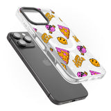 iPhone 16 Pro Max Psychedelic Love Pizza Pattern (Clear) Black Impact Phone Case